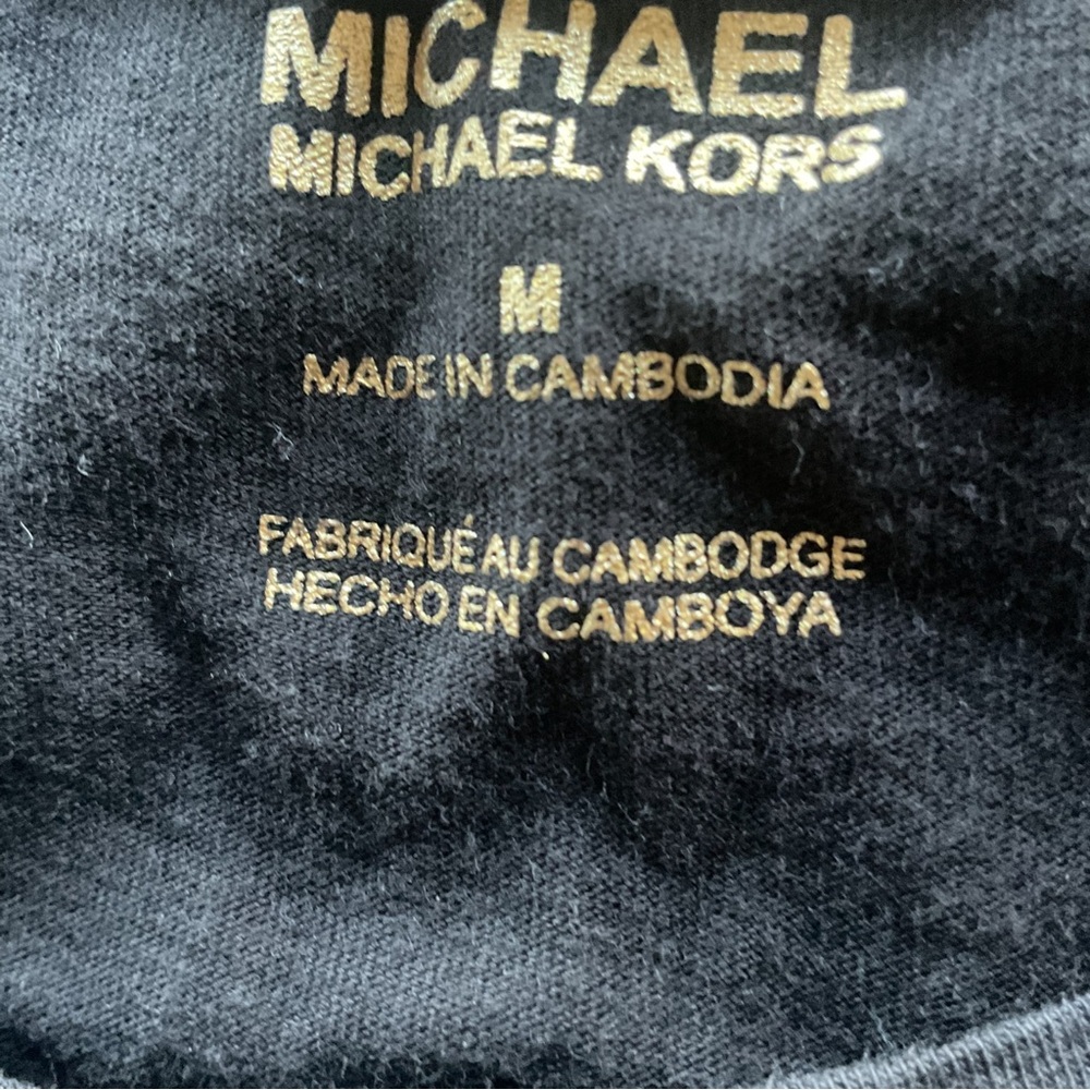 Michael Kors MK Studded Logo Black Short Sleeve Tee Womens M - Picture 5 of 7